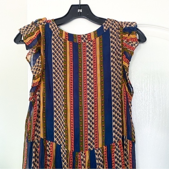 Sezane Dress Dolores Sleeveless Striped Ruffle Maxi Prairie Maya 36 EUC - Picture 6 of 8